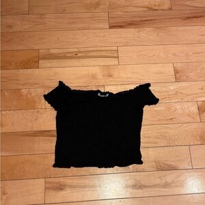 Free People Black Off-Shoulder Crop Top